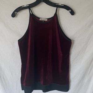 Samantha Dru Velour Camisole in burgundy with black